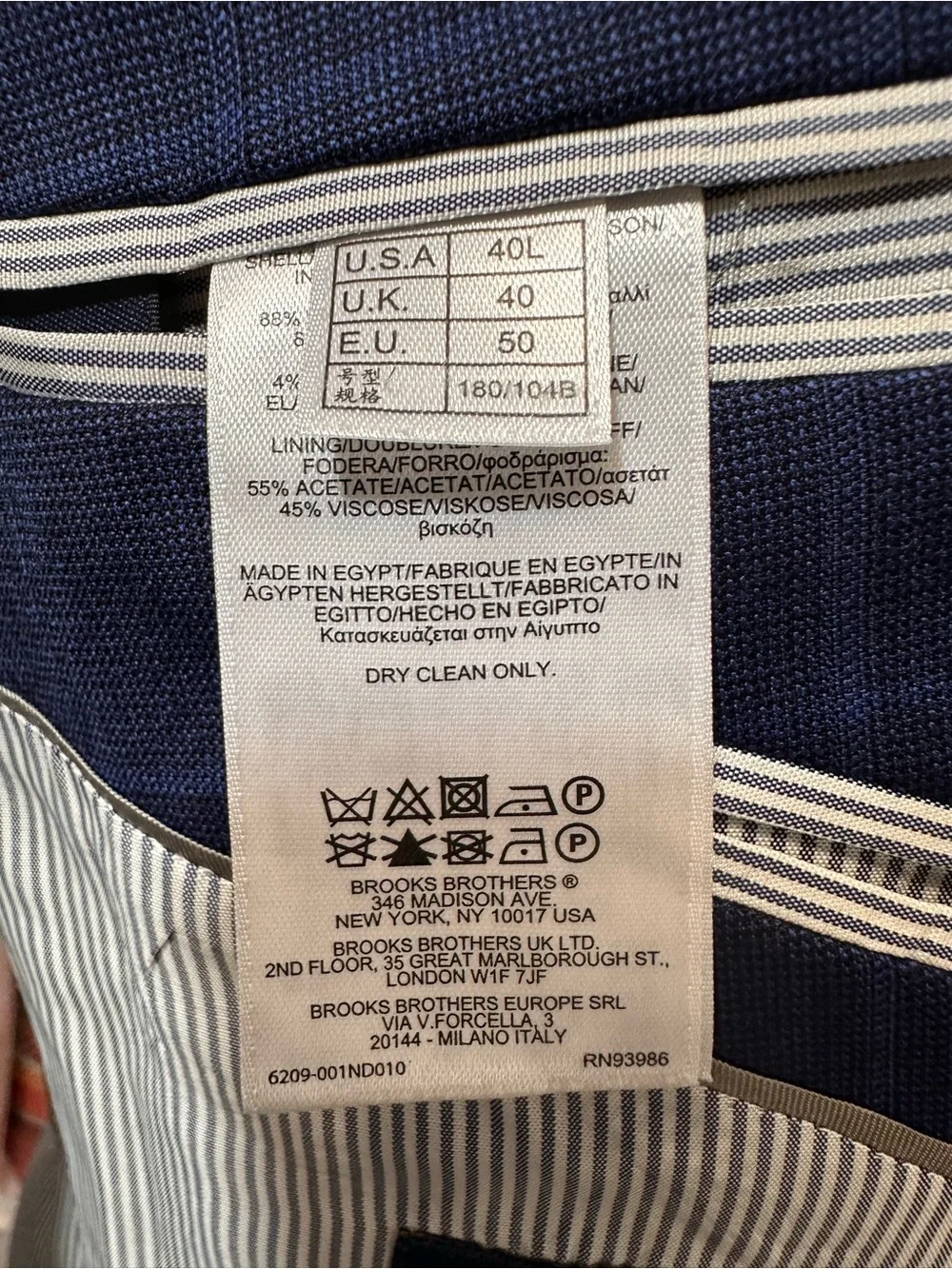 BROOKS BROTHERS MENS BLAZER SZ 40L BLUE WINDOWPANE LONG REGENT FIT EXPLORER COAT